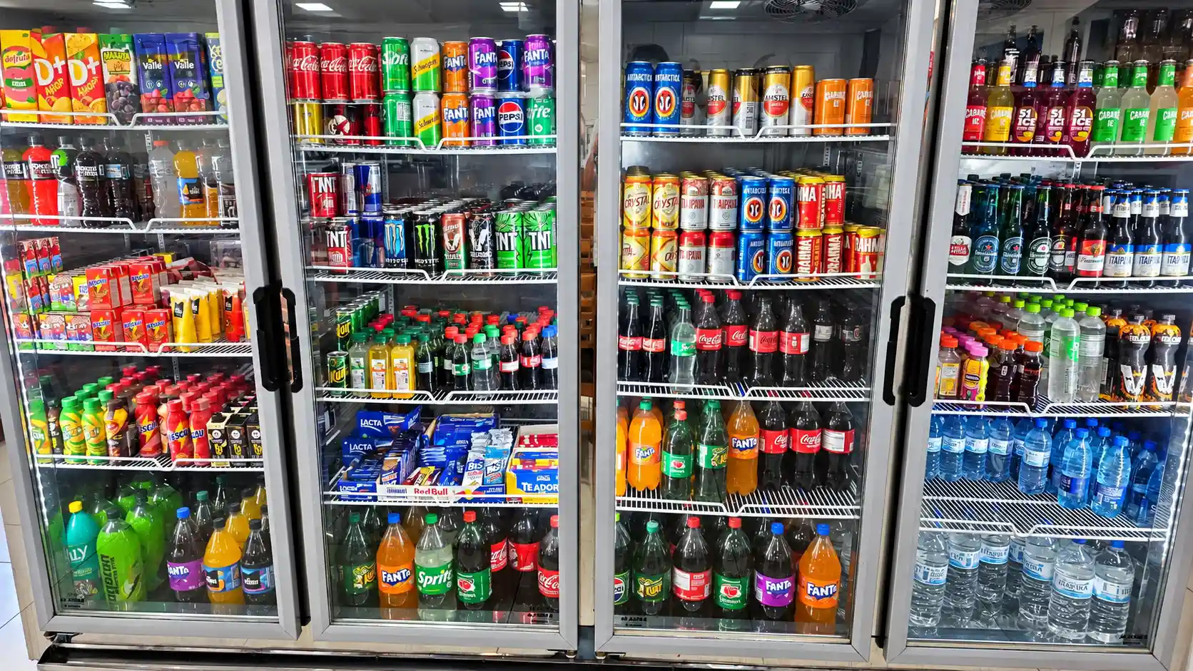 Geladeiras com bebidas disponíveis na Gruta da Lapa